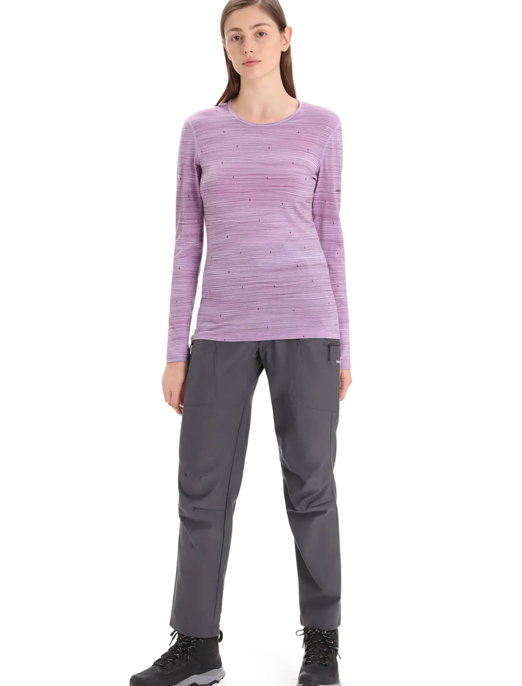 Damen Icebreaker Funktionswäsche & Base Layer^Merino 200 Oasis Langarmshirt Ski Tracks Damen