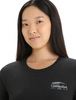 Damen Icebreaker Kurzarmshirts^Merino Central Classic T-Shirt Caravan Life Damen