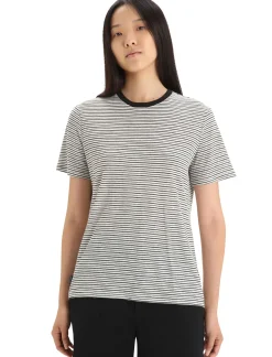 Damen Icebreaker Kurzarmshirts^Merino Leinen T-Shirt Stripe Damen