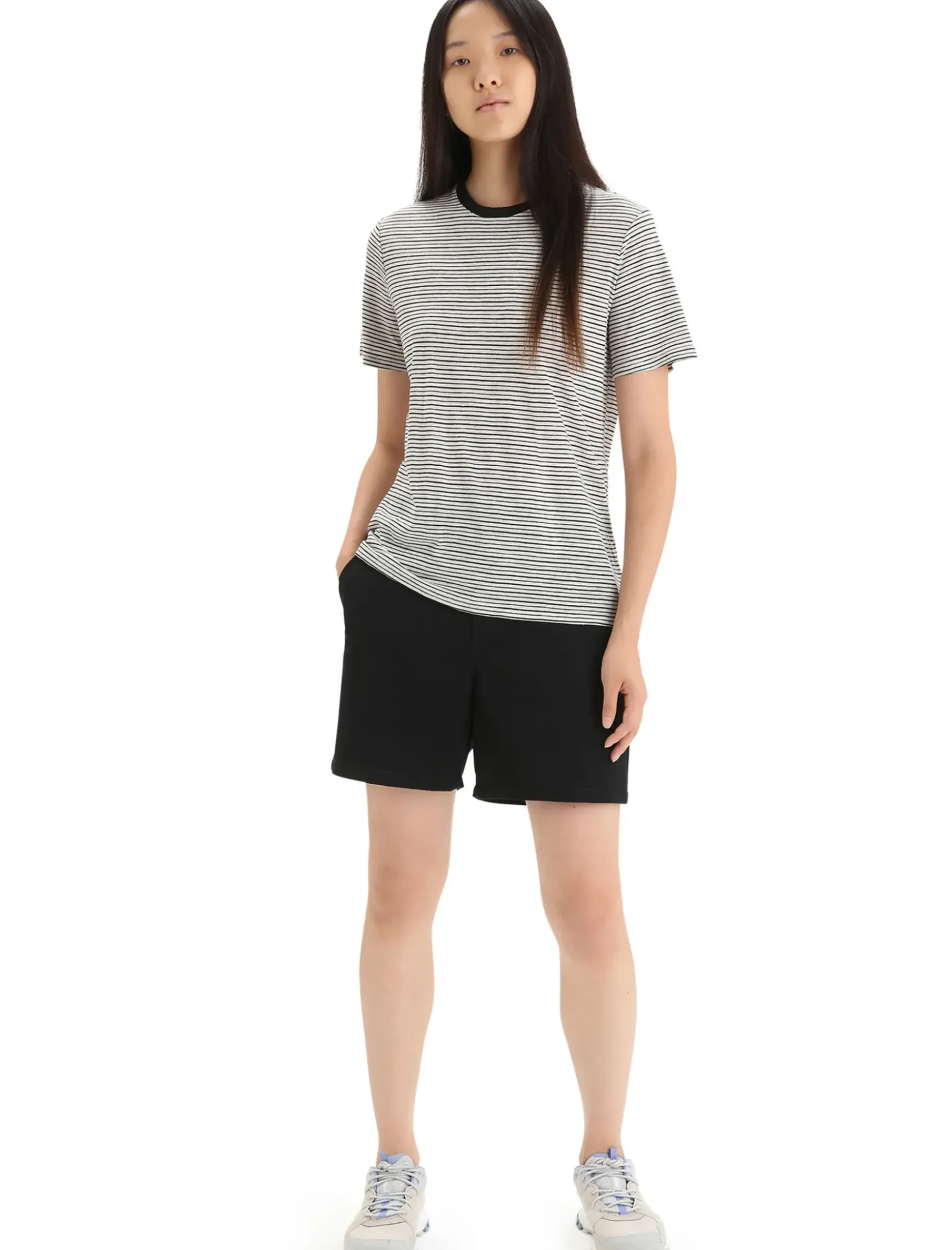 Damen Icebreaker Kurzarmshirts^Merino Leinen T-Shirt Stripe Damen