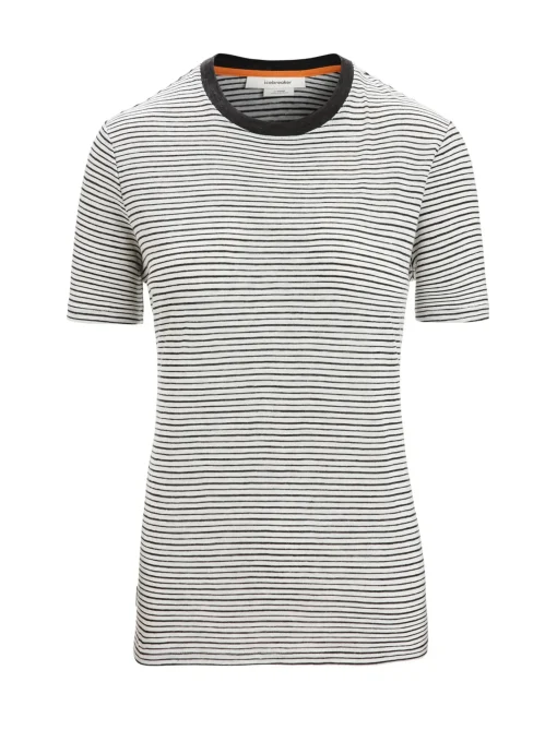 Damen Icebreaker Kurzarmshirts^Merino Leinen T-Shirt Stripe Damen
