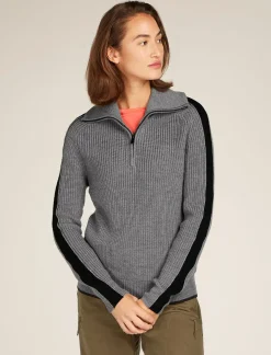 Damen Icebreaker Strickwaren^Merino Lodge Half-Zip-Pullover Damen