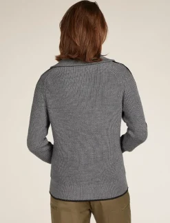 Damen Icebreaker Strickwaren^Merino Lodge Half-Zip-Pullover Damen