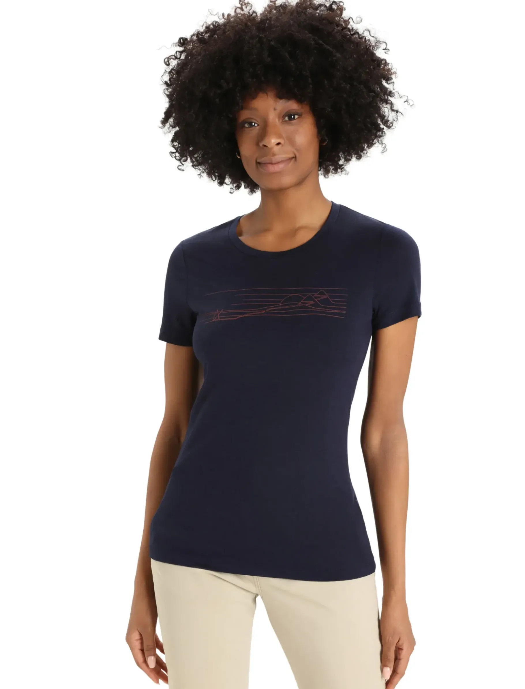 Damen Icebreaker Kurzarmshirts^Merino Tech Lite Ii T-Shirt Ski Stripes Damen