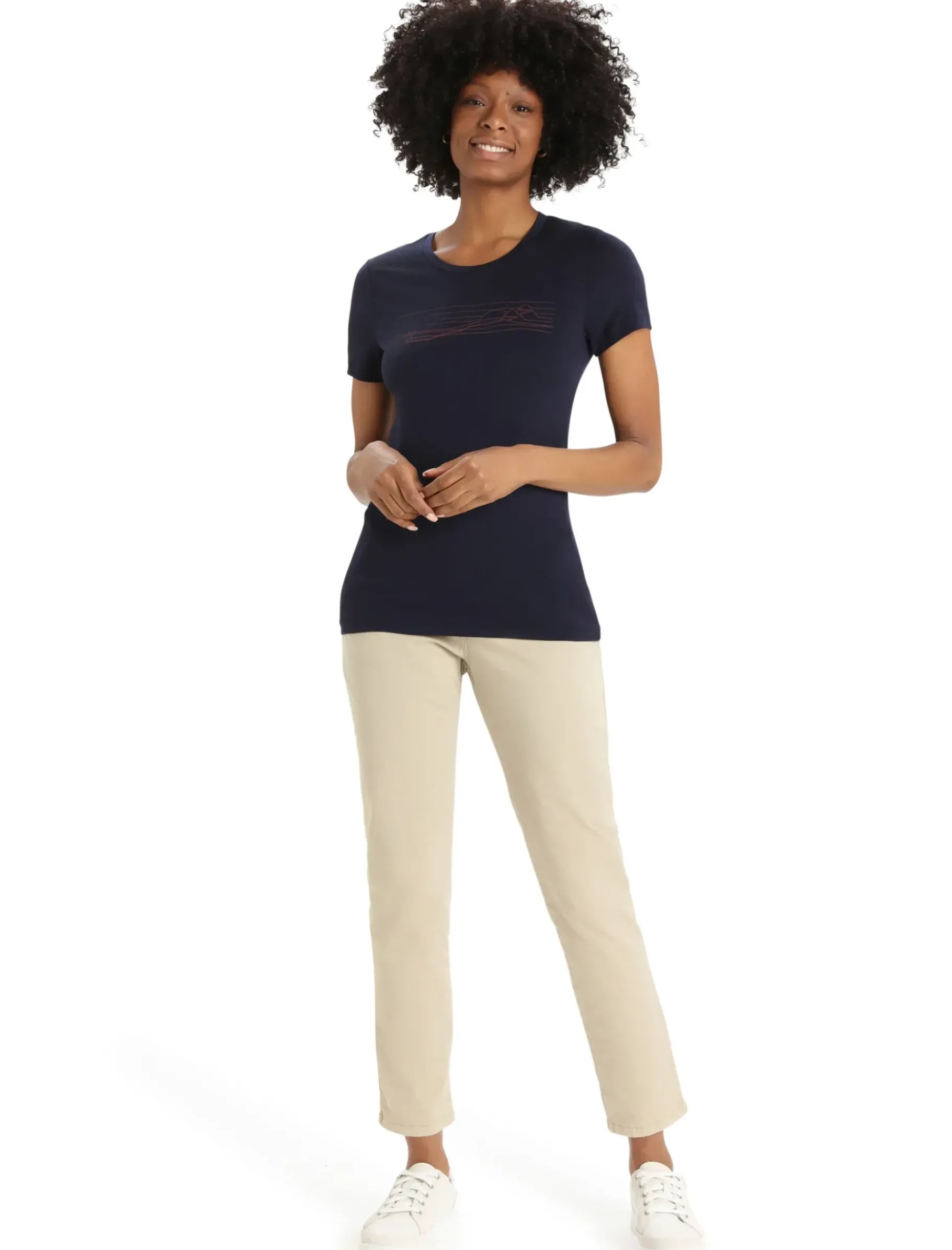 Damen Icebreaker Kurzarmshirts^Merino Tech Lite Ii T-Shirt Ski Stripes Damen