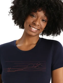 Damen Icebreaker Kurzarmshirts^Merino Tech Lite Ii T-Shirt Ski Stripes Damen
