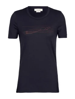 Damen Icebreaker Kurzarmshirts^Merino Tech Lite Ii T-Shirt Ski Stripes Damen