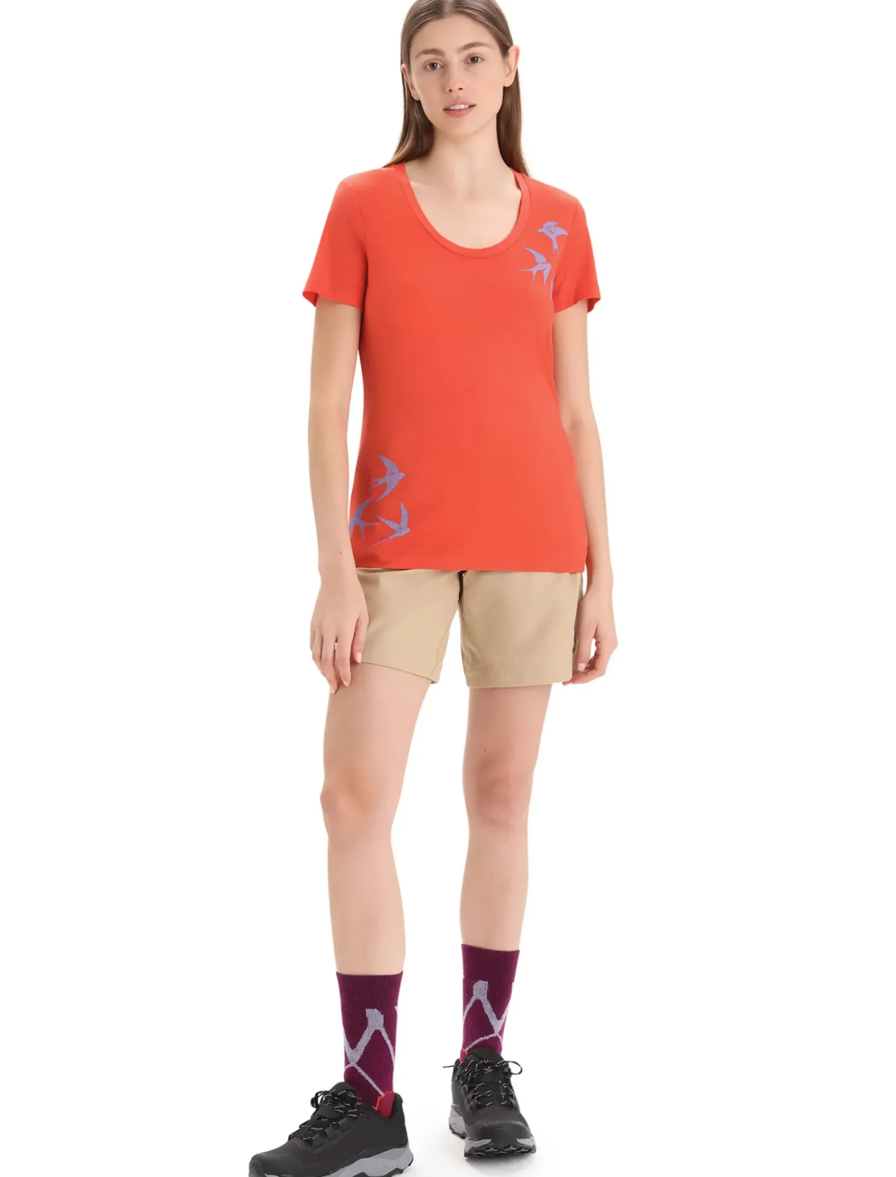 Damen Icebreaker Kurzarmshirts^Merino Tech Lite Ii T-Shirt Mit U-Ausschnitt Swarming Shapes Damen