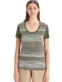 Damen Icebreaker Kurzarmshirts^Merino Tech Lite Ii T-Shirt Mit U-Ausschnitt Reflection Lines Damen