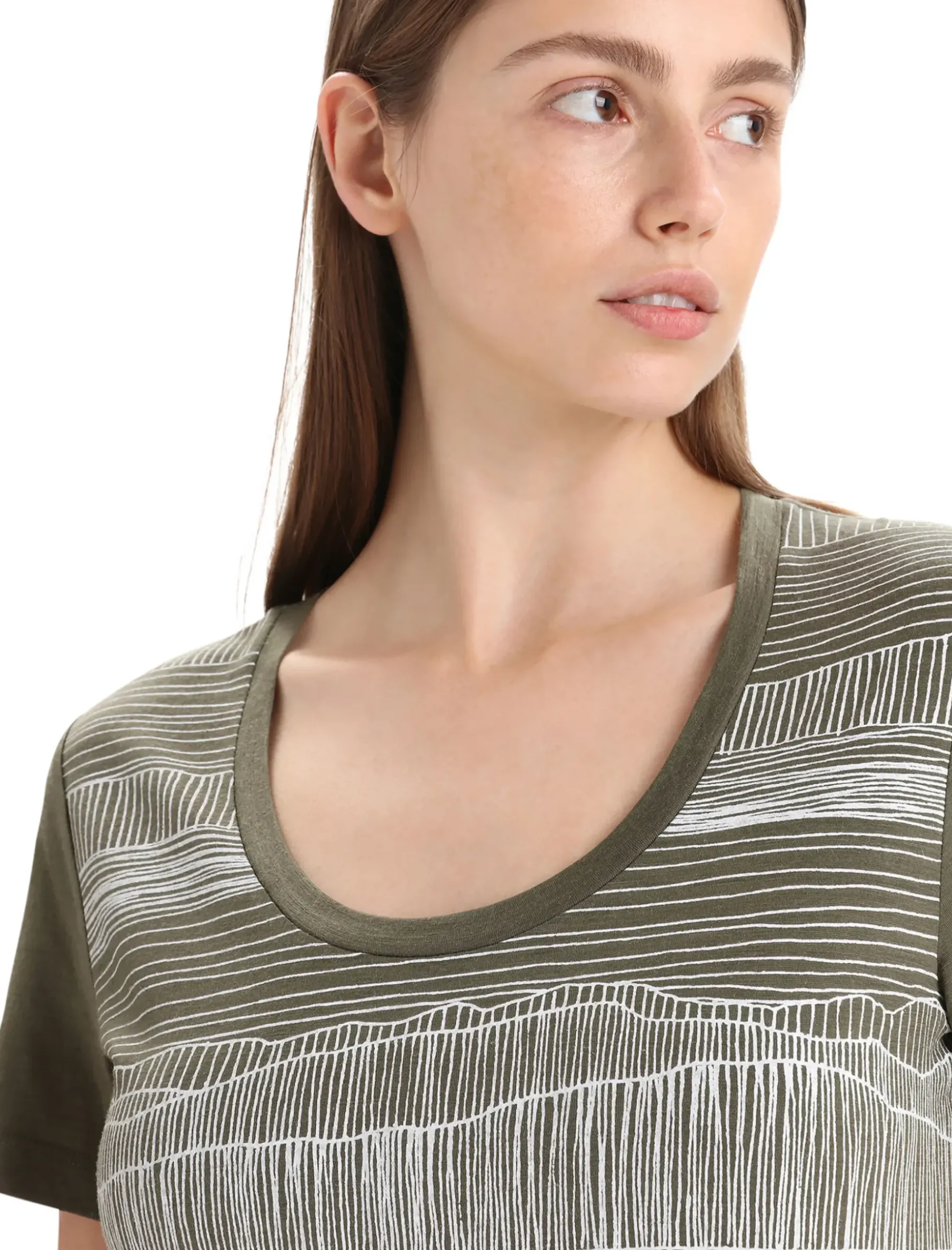 Damen Icebreaker Kurzarmshirts^Merino Tech Lite Ii T-Shirt Mit U-Ausschnitt Reflection Lines Damen