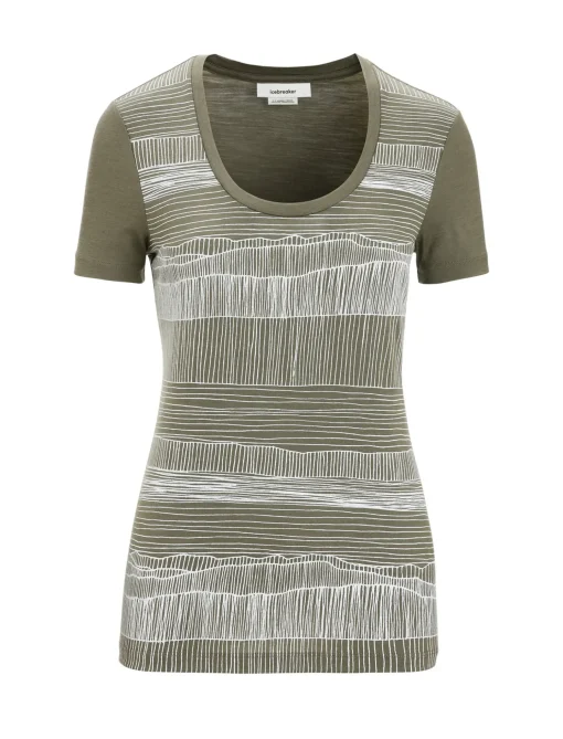 Damen Icebreaker Kurzarmshirts^Merino Tech Lite Ii T-Shirt Mit U-Ausschnitt Reflection Lines Damen