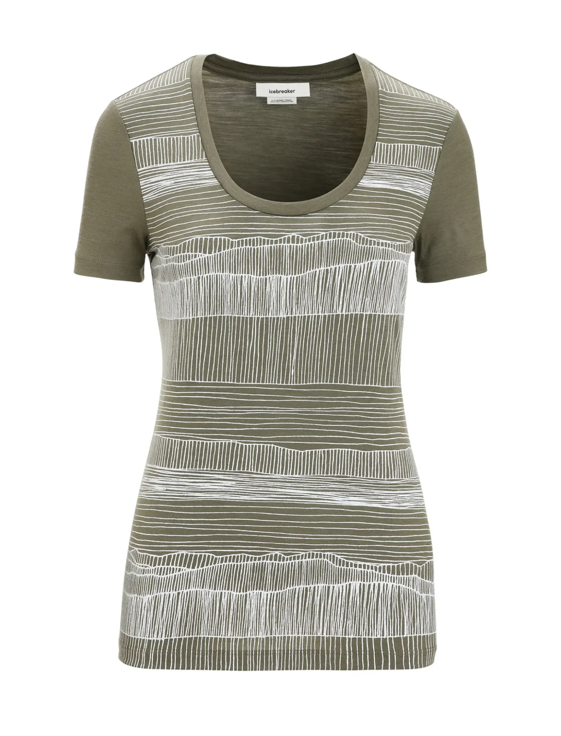 Damen Icebreaker Kurzarmshirts^Merino Tech Lite Ii T-Shirt Mit U-Ausschnitt Reflection Lines Damen