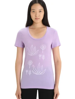 Damen Icebreaker Kurzarmshirts^Merino Tech Lite Ii T-Shirt Mit U-Ausschnitt Fresh Growth Damen