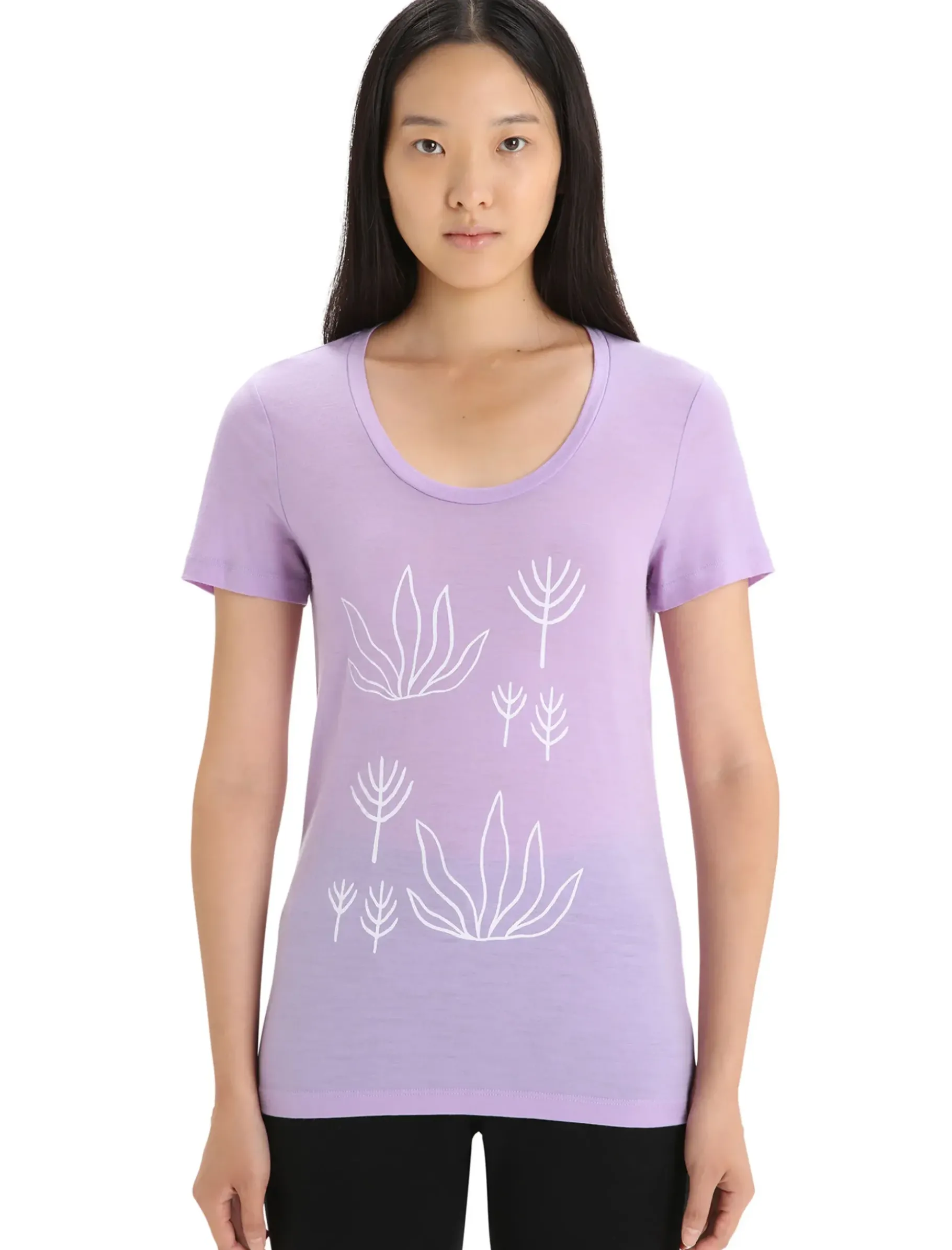 Damen Icebreaker Kurzarmshirts^Merino Tech Lite Ii T-Shirt Mit U-Ausschnitt Fresh Growth Damen