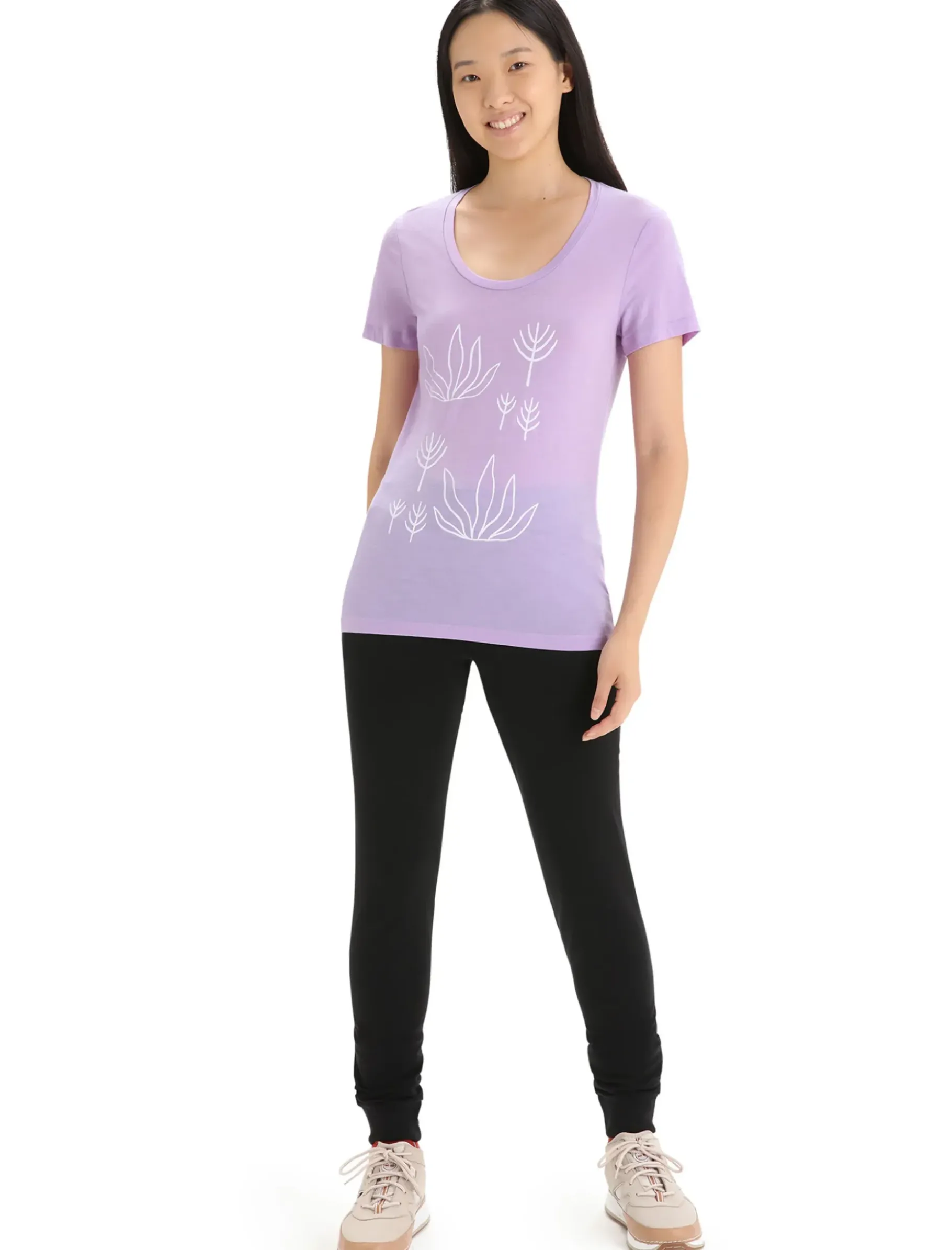 Damen Icebreaker Kurzarmshirts^Merino Tech Lite Ii T-Shirt Mit U-Ausschnitt Fresh Growth Damen