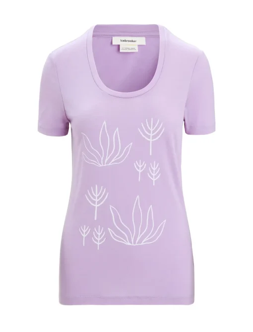 Damen Icebreaker Kurzarmshirts^Merino Tech Lite Ii T-Shirt Mit U-Ausschnitt Fresh Growth Damen