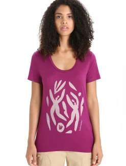 Damen Icebreaker Kurzarmshirts^Merino Tech Lite Ii T-Shirt Mit U-Ausschnitt Nature Celebration Damen