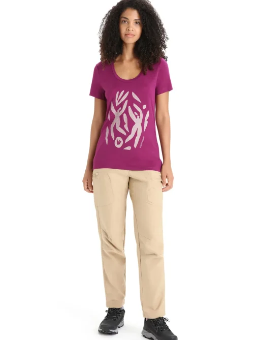 Damen Icebreaker Kurzarmshirts^Merino Tech Lite Ii T-Shirt Mit U-Ausschnitt Nature Celebration Damen