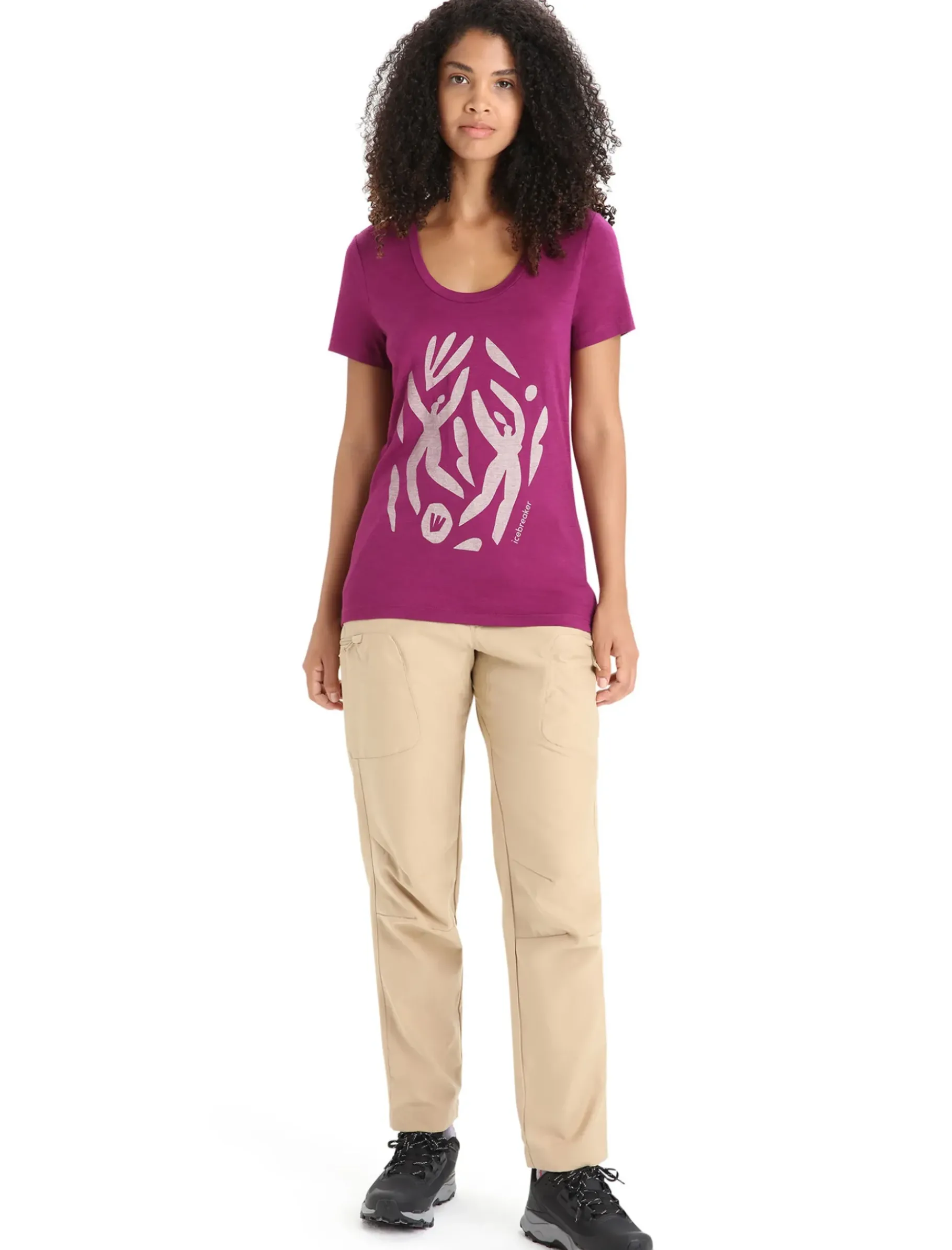 Damen Icebreaker Kurzarmshirts^Merino Tech Lite Ii T-Shirt Mit U-Ausschnitt Nature Celebration Damen