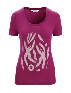 Damen Icebreaker Kurzarmshirts^Merino Tech Lite Ii T-Shirt Mit U-Ausschnitt Nature Celebration Damen