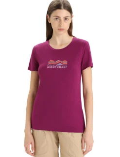 Damen Icebreaker Kurzarmshirts^Merino Tech Lite Ii T-Shirt Mountain Geology Damen