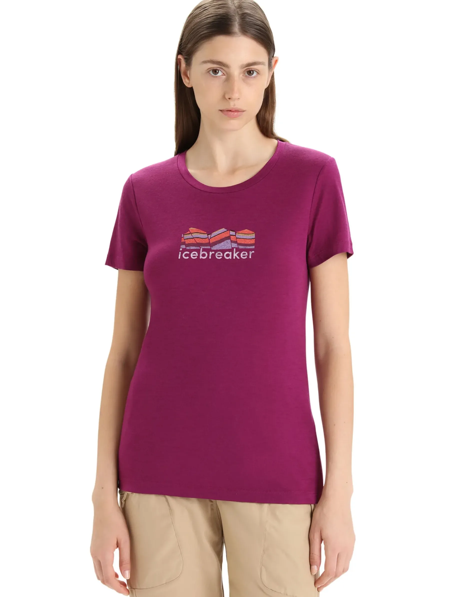 Damen Icebreaker Kurzarmshirts^Merino Tech Lite Ii T-Shirt Mountain Geology Damen
