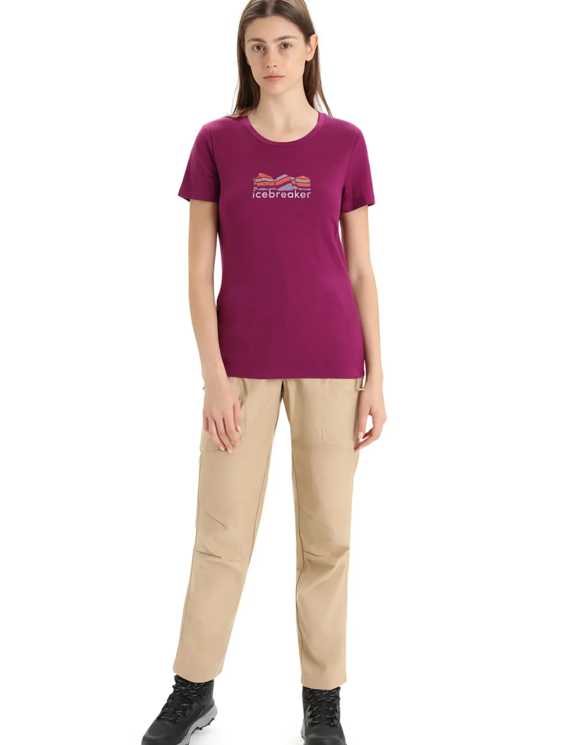Damen Icebreaker Kurzarmshirts^Merino Tech Lite Ii T-Shirt Mountain Geology Damen