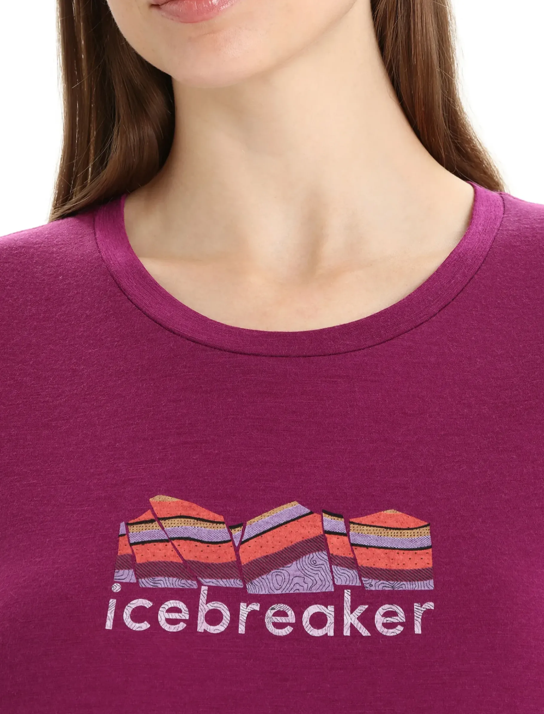 Damen Icebreaker Kurzarmshirts^Merino Tech Lite Ii T-Shirt Mountain Geology Damen