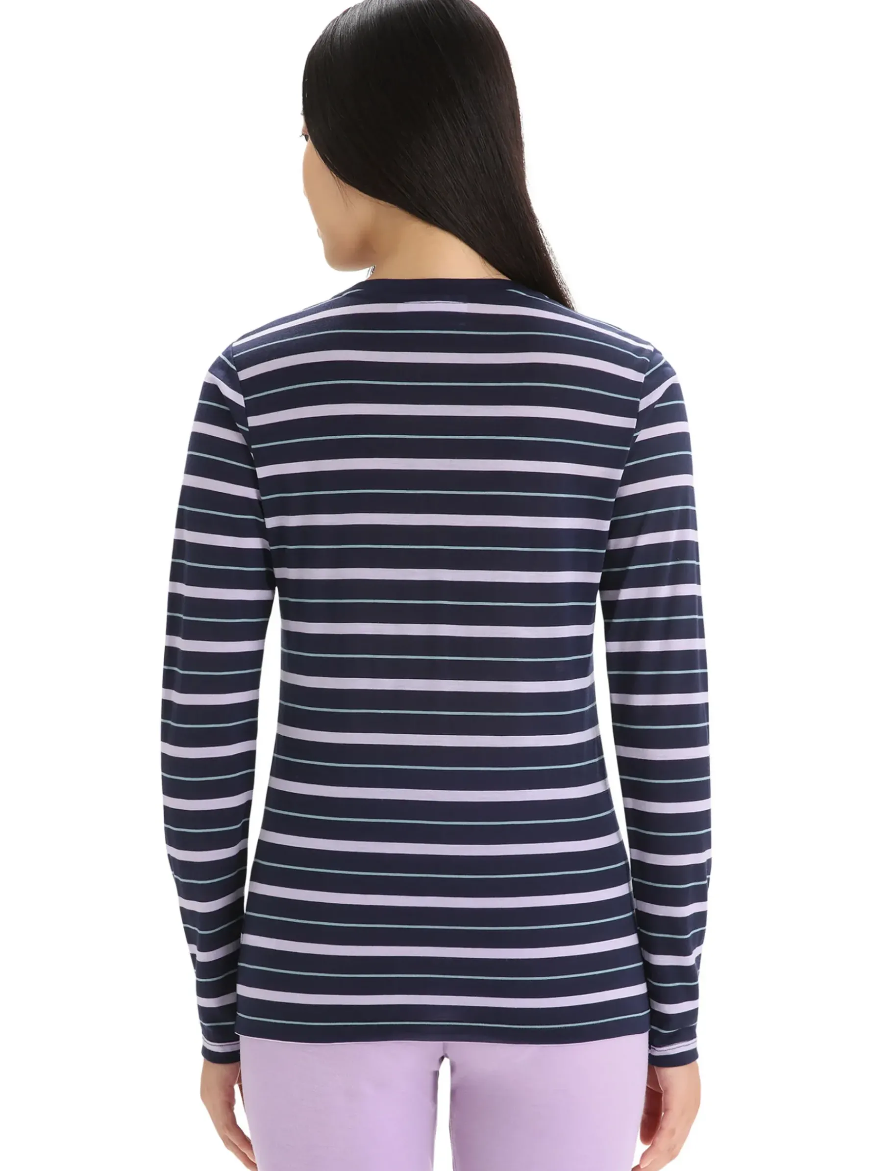 Damen Icebreaker Langärmlige Oberteile^Merino Wave Langarmshirt Stripe Damen