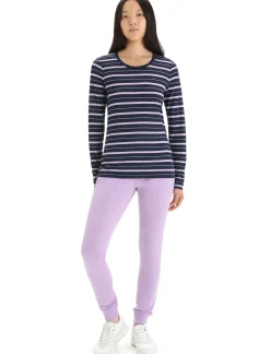 Damen Icebreaker Langärmlige Oberteile^Merino Wave Langarmshirt Stripe Damen