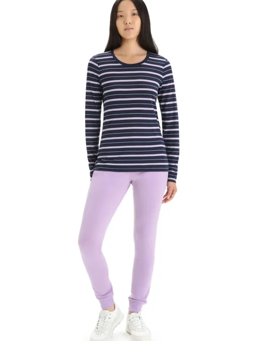 Damen Icebreaker Langärmlige Oberteile^Merino Wave Langarmshirt Stripe Damen