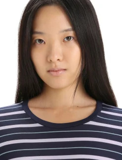 Damen Icebreaker Langärmlige Oberteile^Merino Wave Langarmshirt Stripe Damen