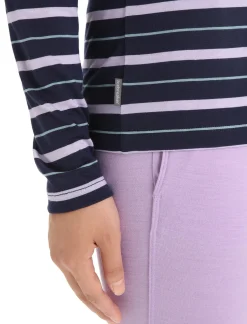 Damen Icebreaker Langärmlige Oberteile^Merino Wave Langarmshirt Stripe Damen