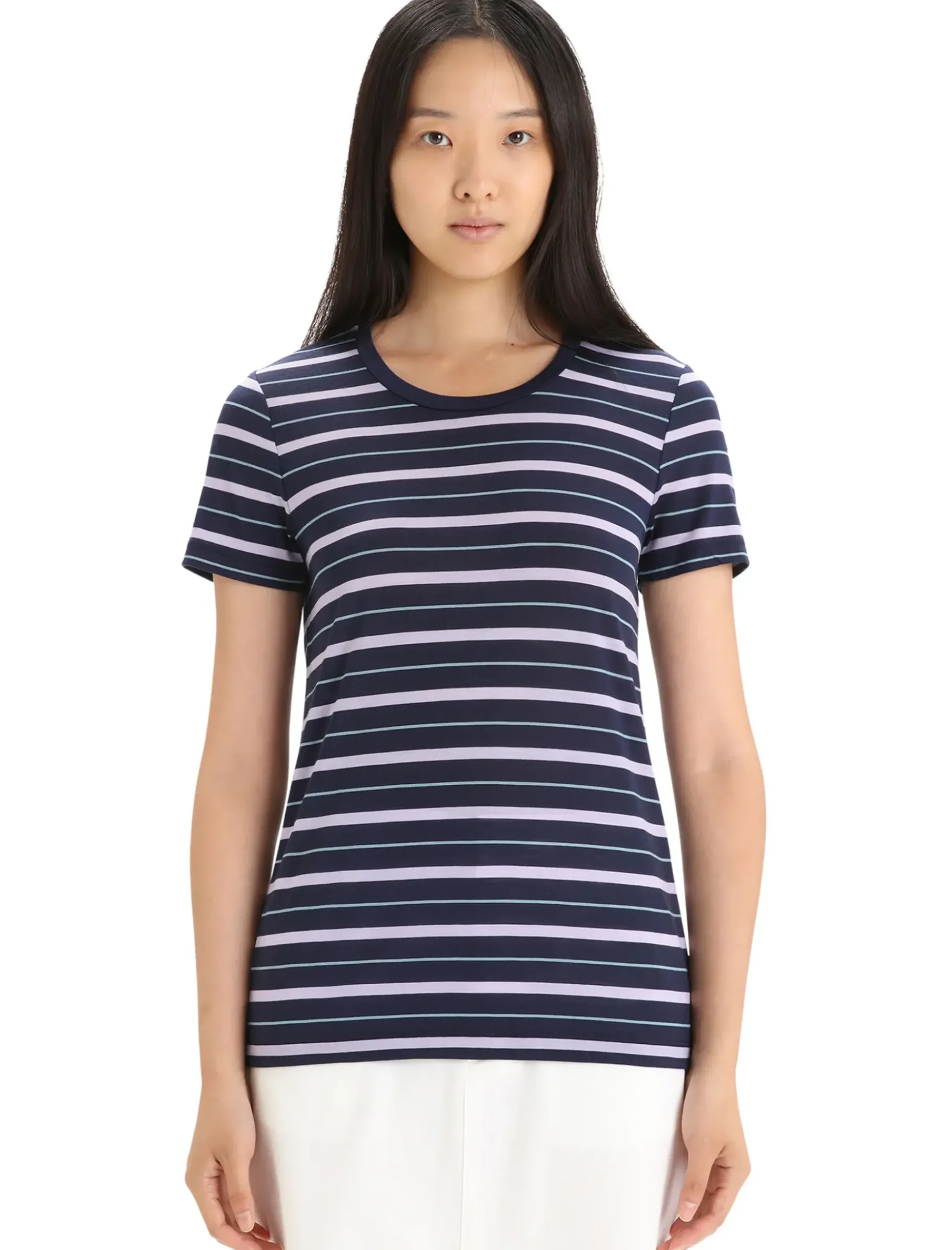 Damen Icebreaker Kurzarmshirts^Merino Wave T-Shirt Stripe Damen