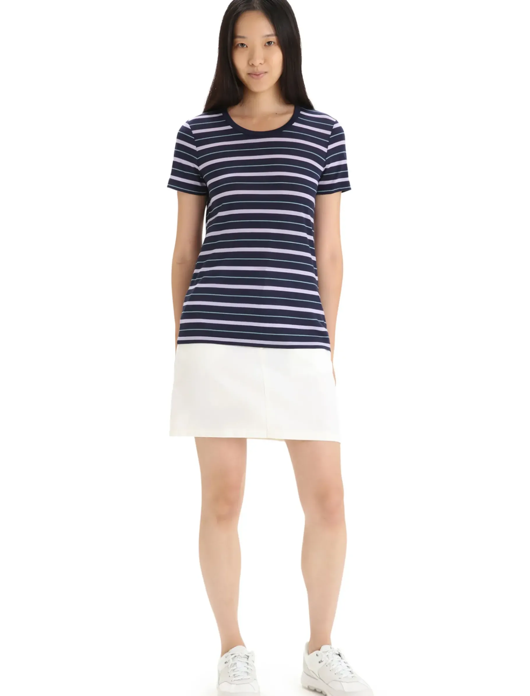 Damen Icebreaker Kurzarmshirts^Merino Wave T-Shirt Stripe Damen