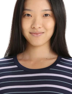 Damen Icebreaker Kurzarmshirts^Merino Wave T-Shirt Stripe Damen